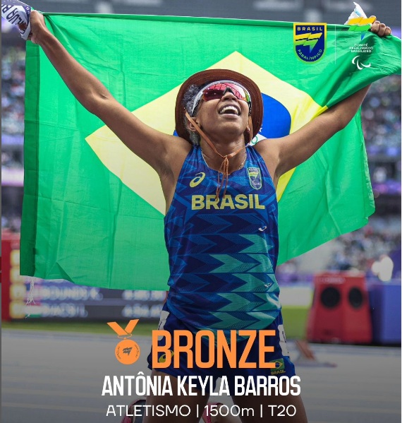 Paralimpíadas - Piauiense Antônia Keyla conquista bronze nos 1.500 metros classe T20