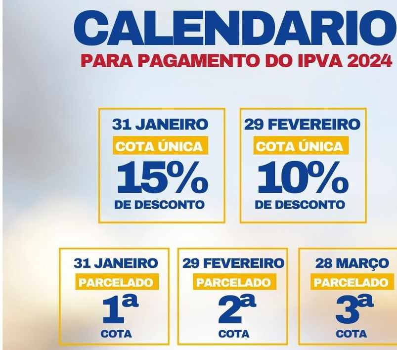 Boleto para pagamento do IPVA 2024 está disponível